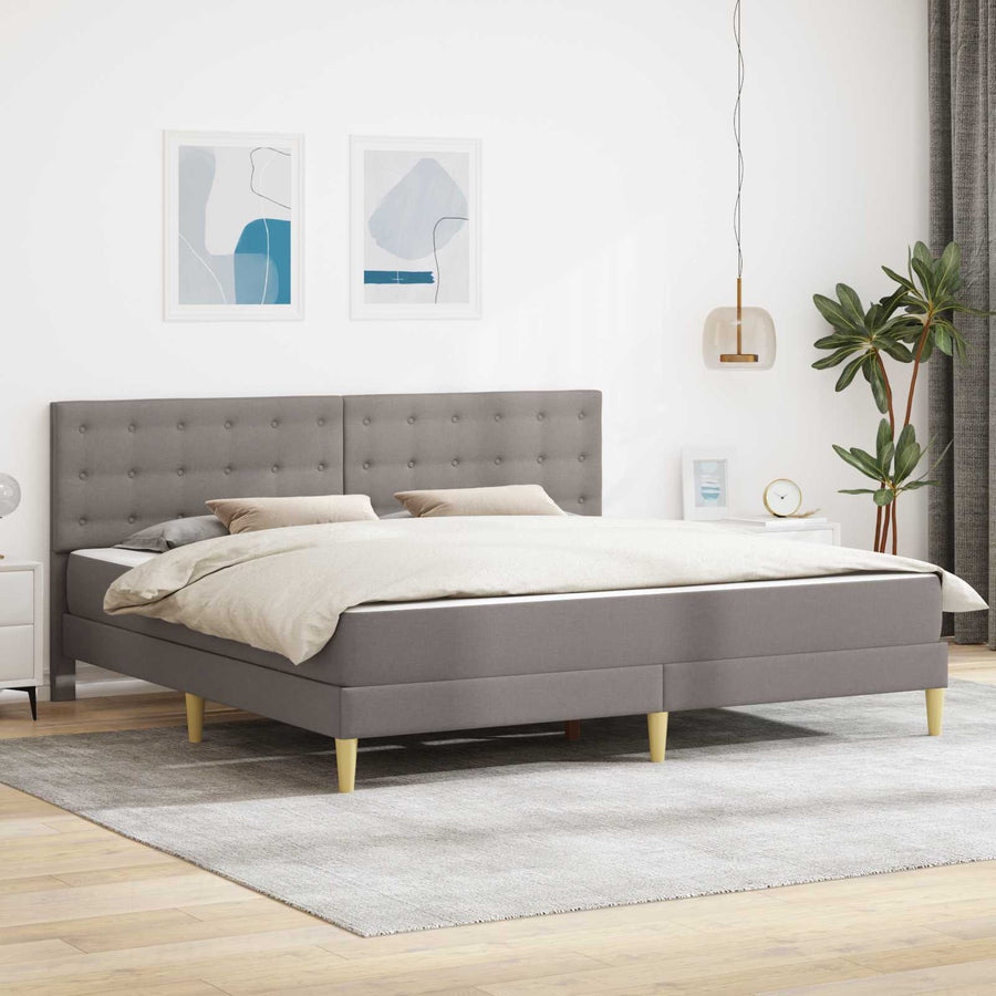 Bedframe met matras met hoofdeinde Taupe 200 x 200 cm Stof
