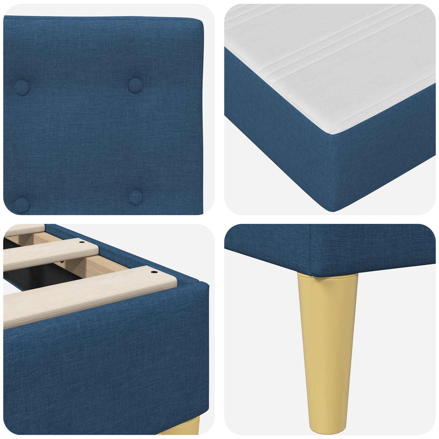 Bedframe met matras met hoofdeinde Blauw 200 x 200 cm Stof