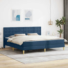 Bed Frame with Mattress with Headboard Blue 200 x 200 cm Fabric