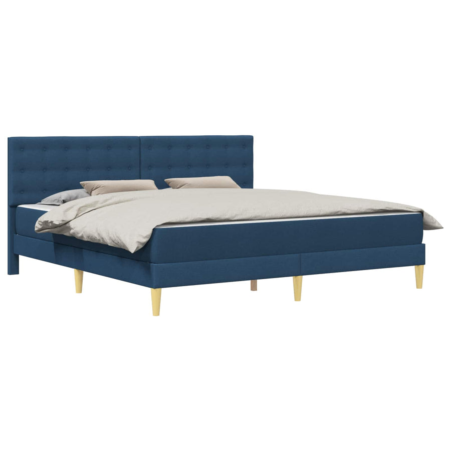 Bedframe met matras met hoofdeinde Blauw 200 x 200 cm Stof