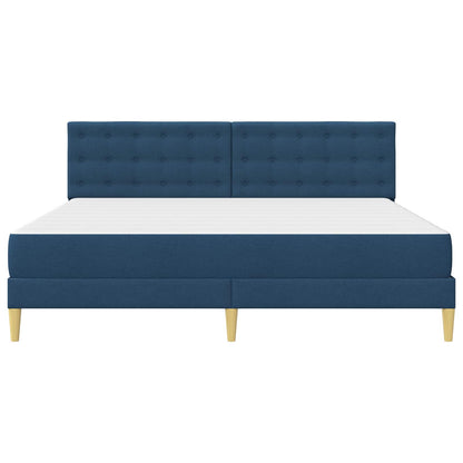 Bedframe met matras met hoofdeinde Blauw 200 x 200 cm Stof