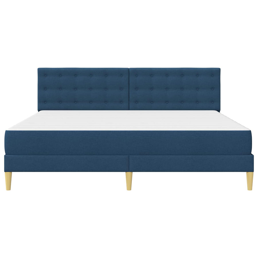 Bedframe met matras met hoofdeinde Blauw 200 x 200 cm Stof