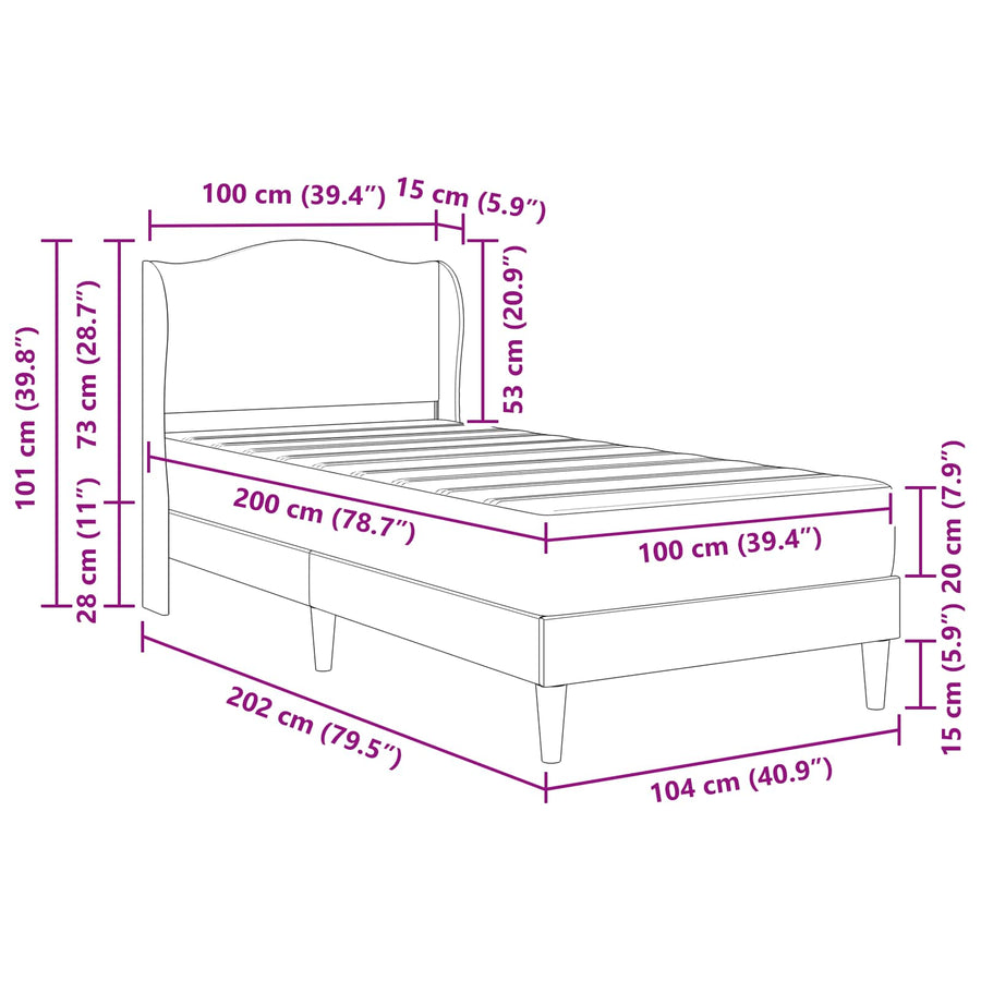 Bedframe met hoofdeinde Grijs 100 x 200 cm Kunstleer
