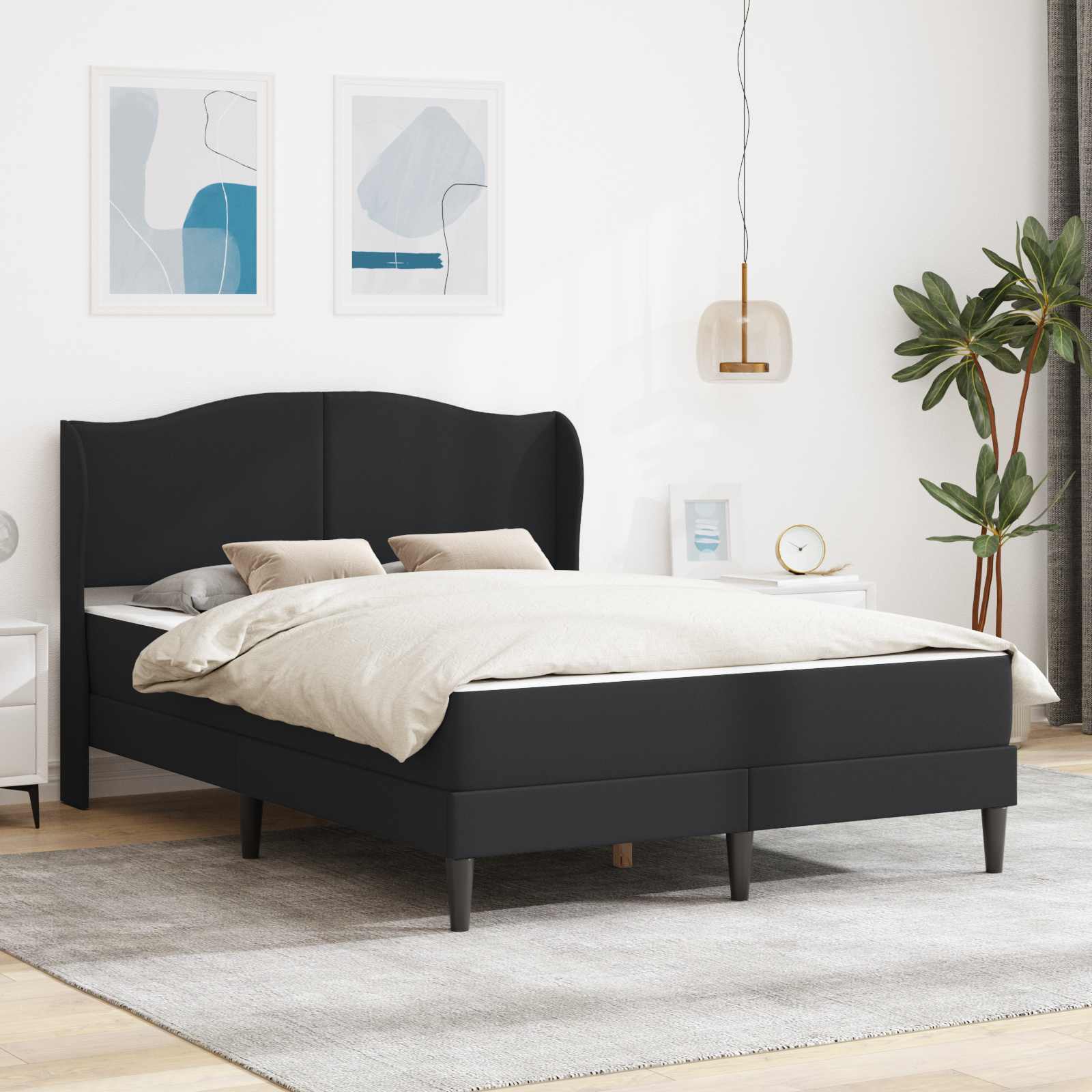 Bedframe met hoofdeinde Zwart 140 x 190 cm Kunstleer