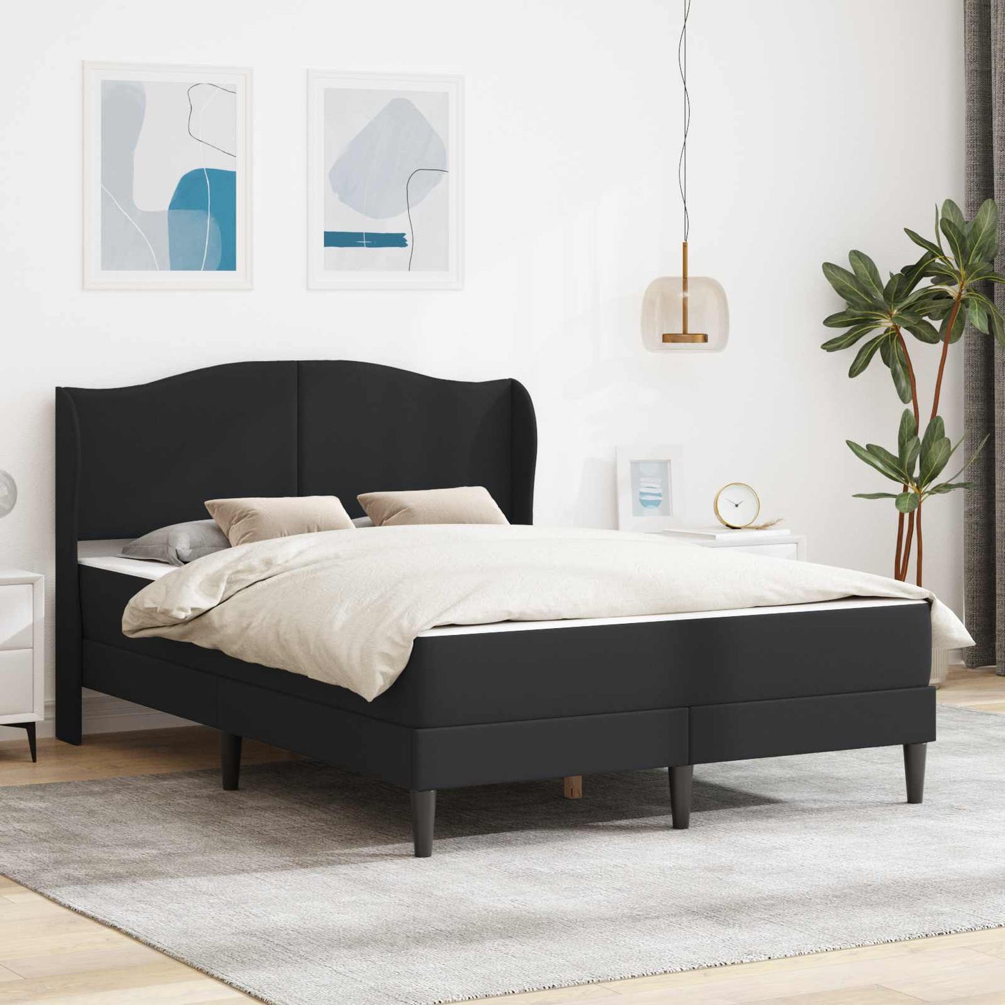 Bedframe met hoofdeinde Zwart 160 x 200 cm Kunstleer