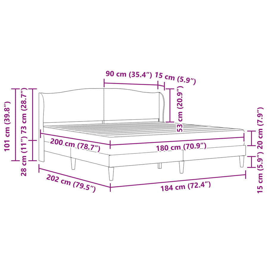 Bedframe met hoofdeinde Grijs 180 x 200 cm Kunstleer