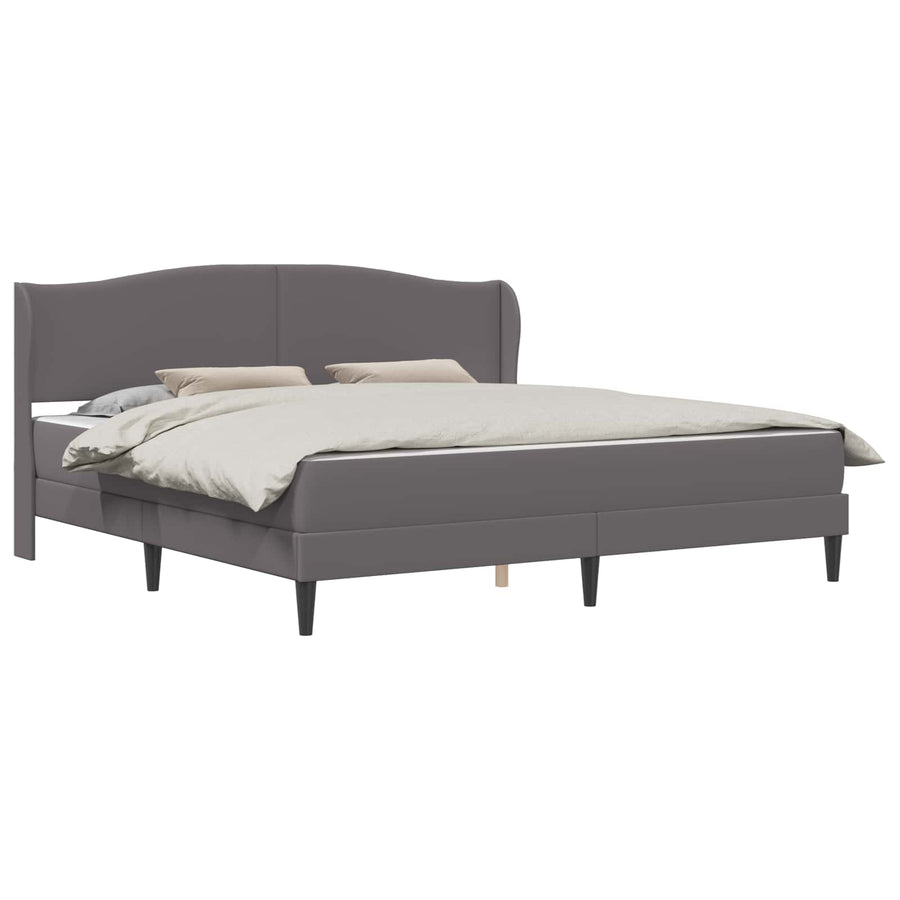 Bedframe met hoofdeinde Grijs 200 x 200 cm Kunstleer