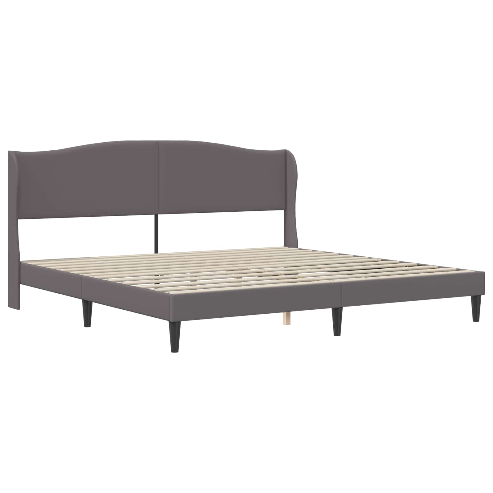 Bedframe met hoofdeinde Grijs 200 x 200 cm Kunstleer