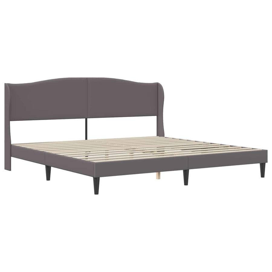 Bedframe met hoofdeinde Grijs 200 x 200 cm Kunstleer