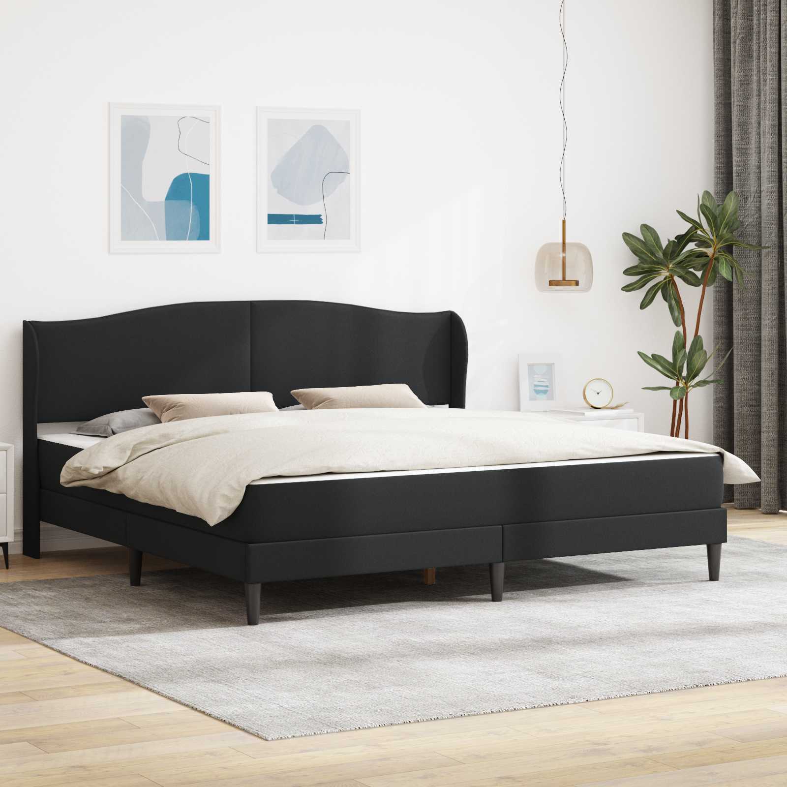 Bedframe met hoofdeinde Zwart 200 x 200 cm Kunstleer