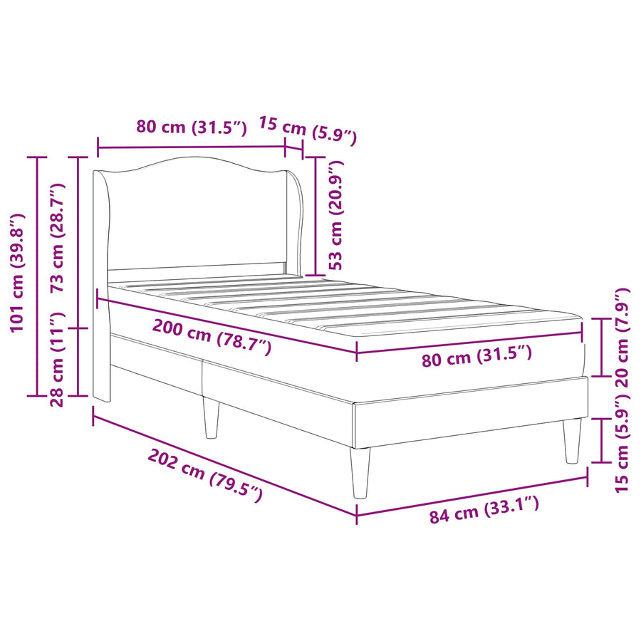 Bedframe met hoofdeinde Roze 80 x 200 cm Fluweel