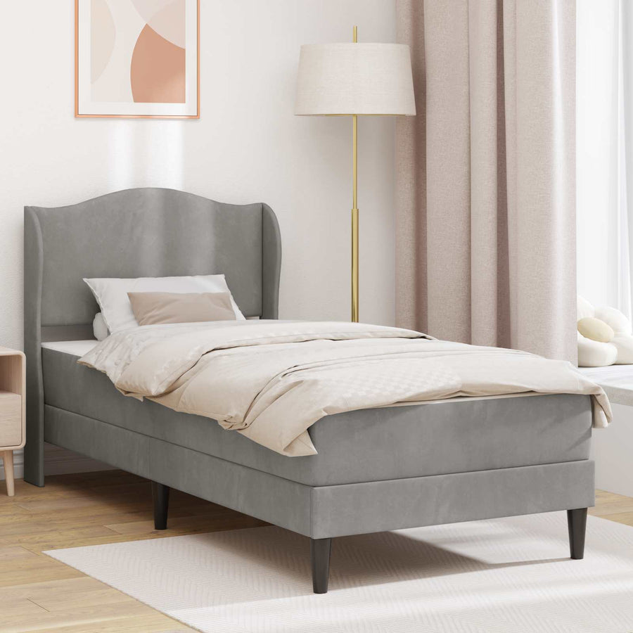 Bedframe met hoofdeinde Lichtgrijs 90 x 200 cm Fluweel