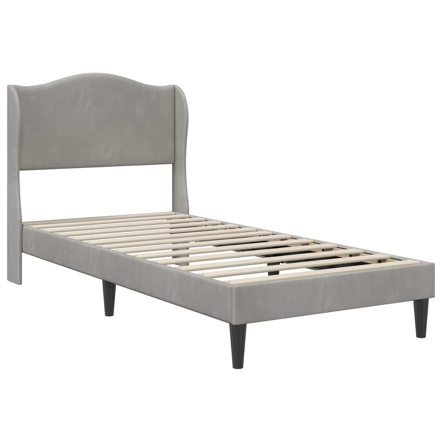 Bedframe met hoofdeinde Lichtgrijs 90 x 200 cm Fluweel