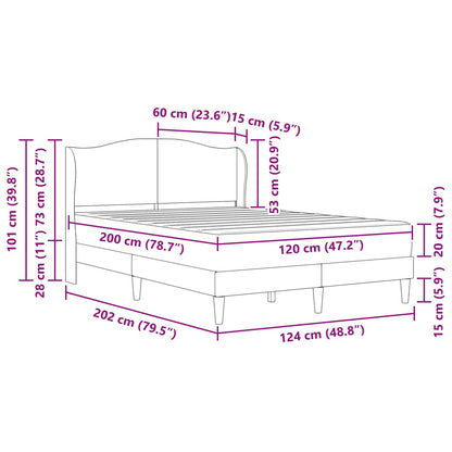 Bedframe met hoofdeinde Donkergrijs 120 x 200 cm Fluweel