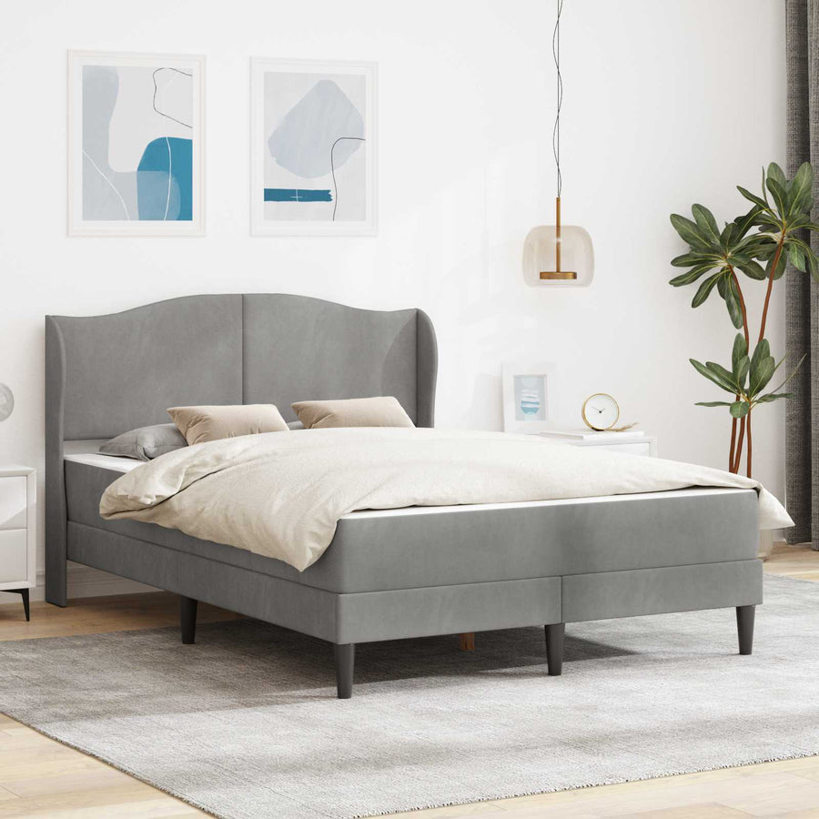 Bedframe met hoofdeinde Lichtgrijs 140 x 190 cm Fluweel