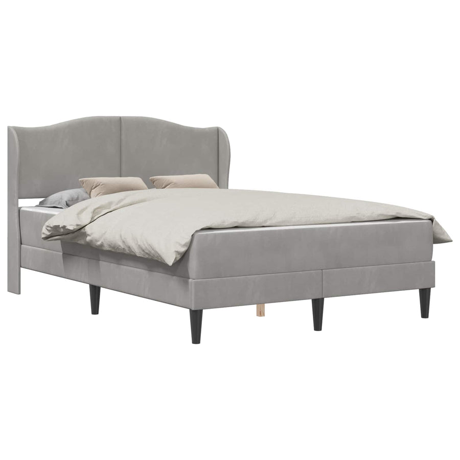 Bedframe met hoofdeinde Lichtgrijs 140 x 190 cm Fluweel
