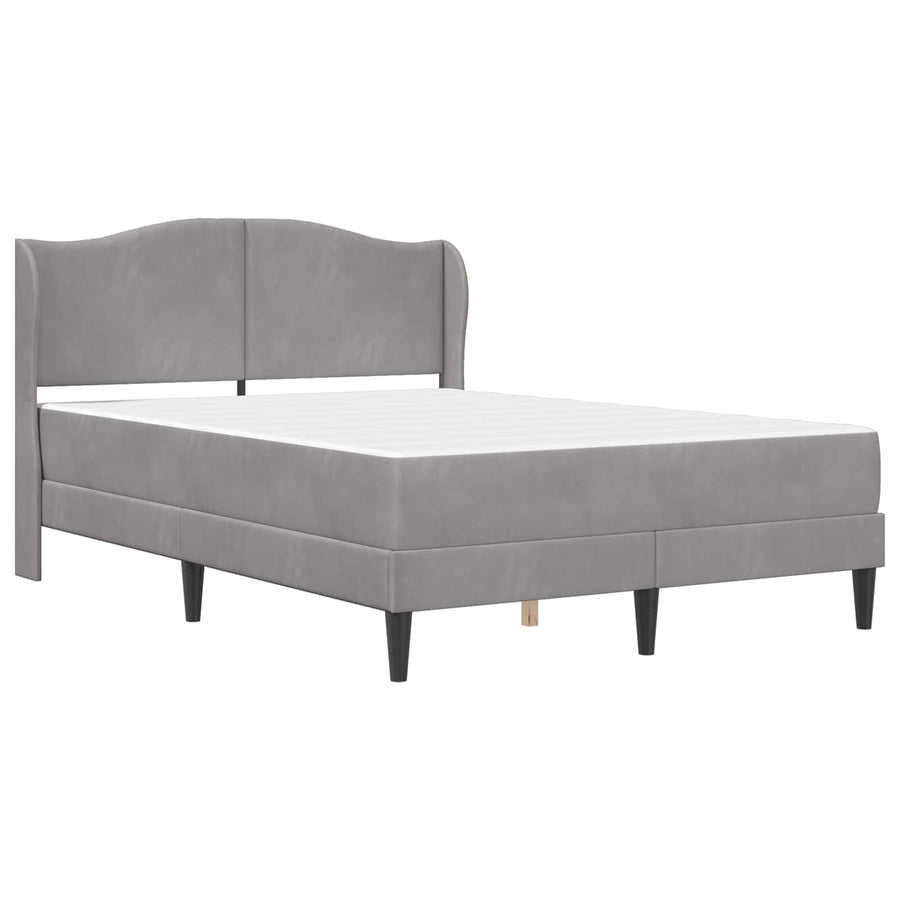 Bedframe met hoofdeinde Lichtgrijs 140 x 200 cm Fluweel