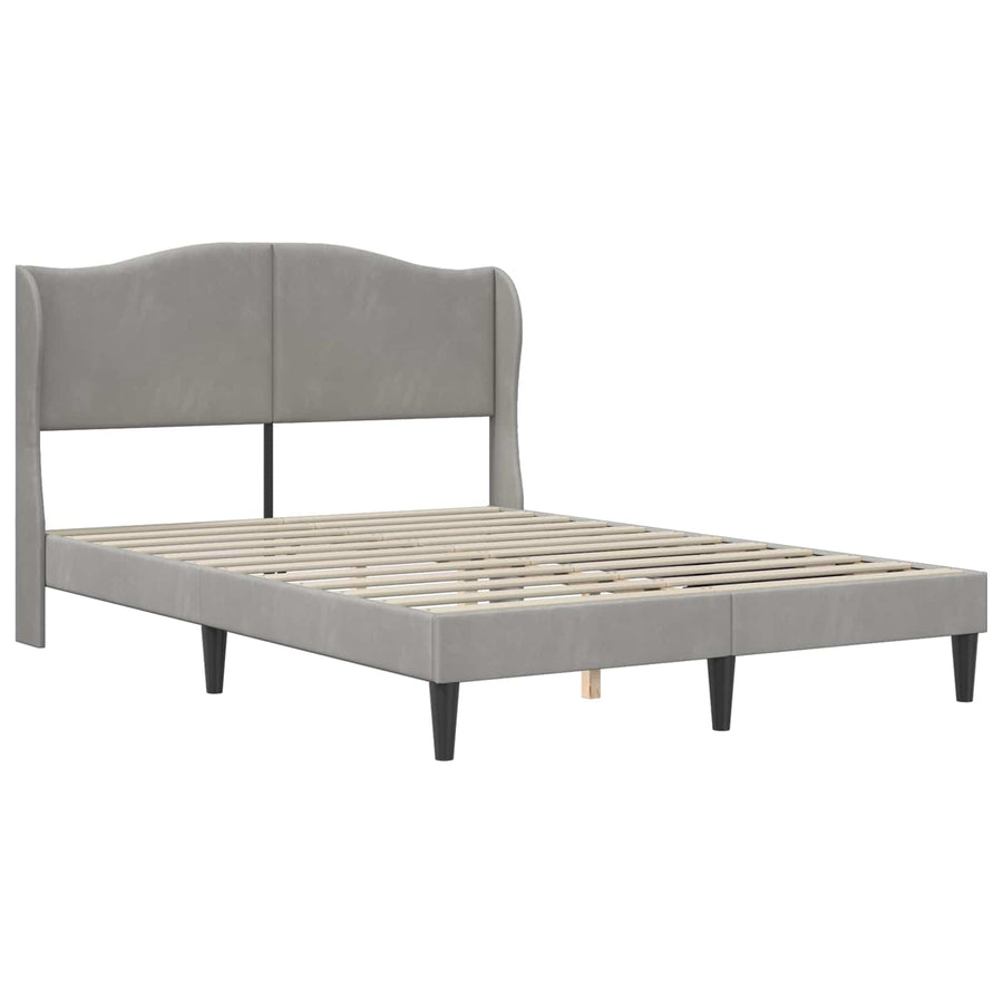 Bedframe met hoofdeinde Lichtgrijs 140 x 200 cm Fluweel