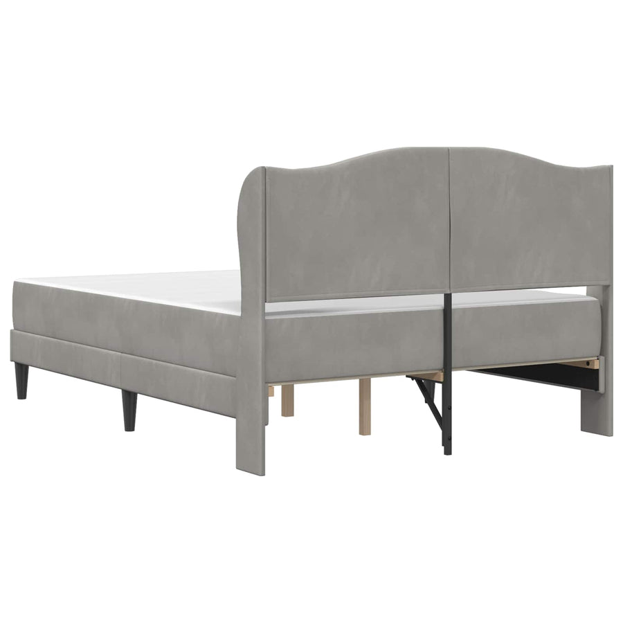 Bedframe met hoofdeinde Lichtgrijs 140 x 200 cm Fluweel