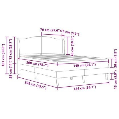 Bedframe met hoofdeinde Donkergrijs 140 x 200 cm Fluweel