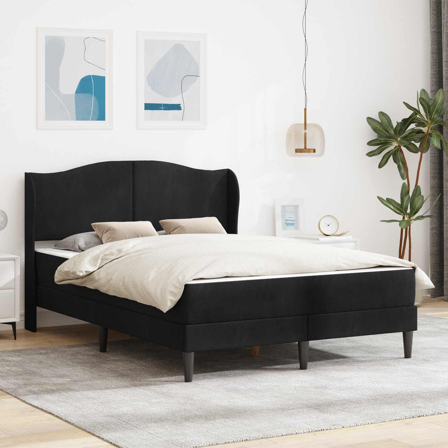 Bedframe met hoofdeinde Zwart 160 x 200 cm Fluweel