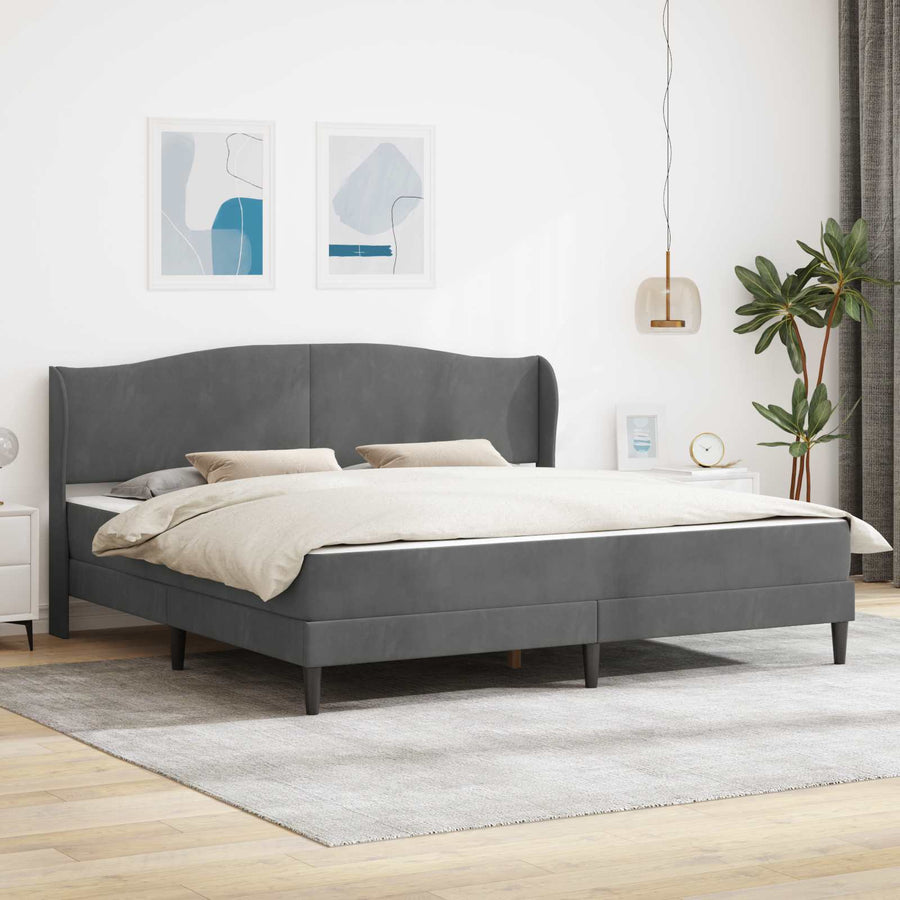 Bedframe met hoofdeinde Donkergrijs 180 x 200 cm Fluweel