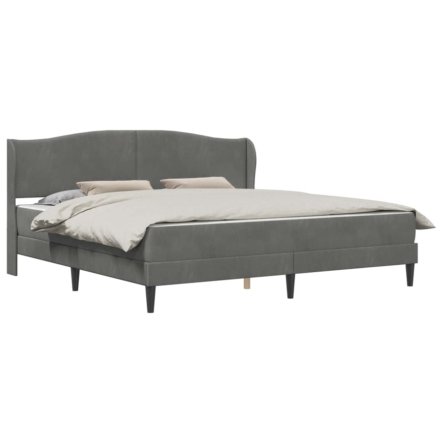 Bedframe met hoofdeinde Donkergrijs 200 x 200 cm Fluweel