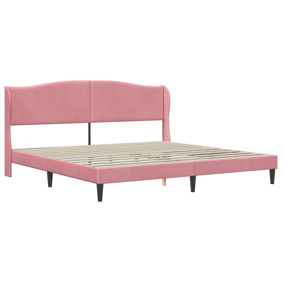 Bedframe met hoofdeinde Roze 200 x 200 cm Fluweel