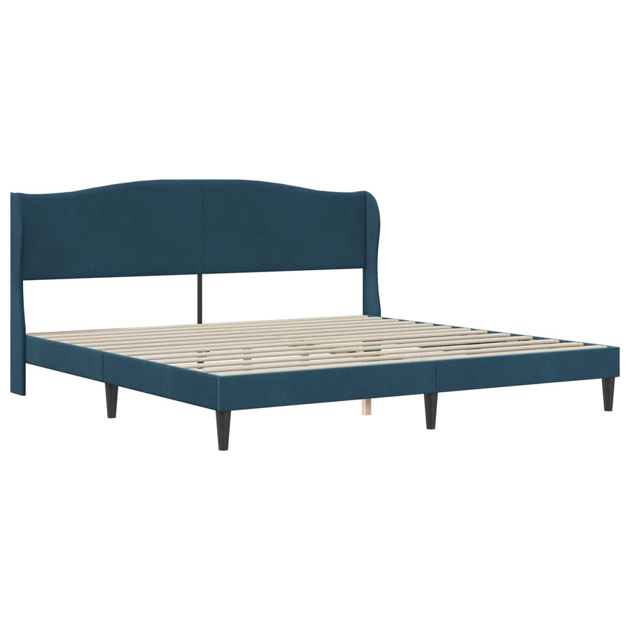 Bedframe met hoofdeinde Blauw 200 x 200 cm Fluweel