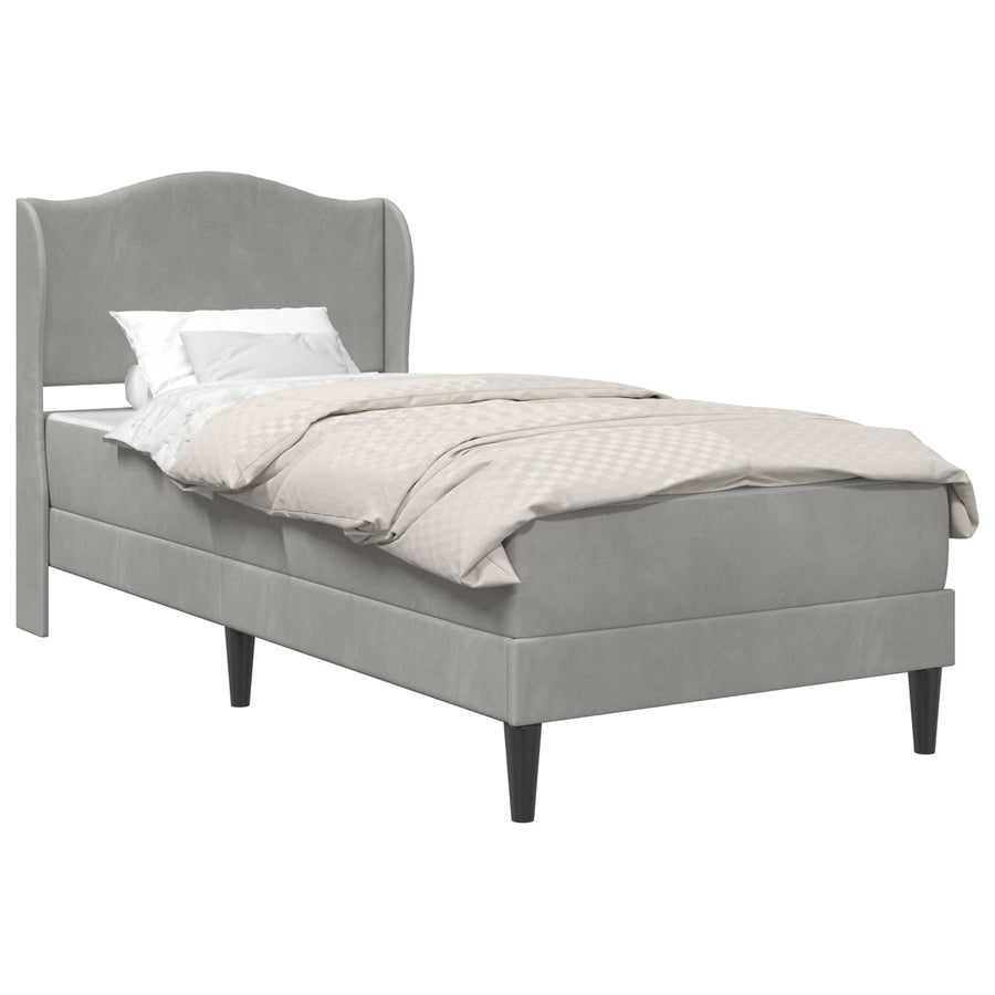 Bedframe met hoofdeinde Lichtgrijs 90 x 190 cm Fluweel