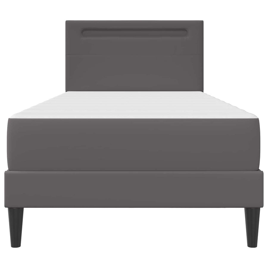 Bedframe met LED-stripverlichting Grijs 90 x 190 cm Kunstleer