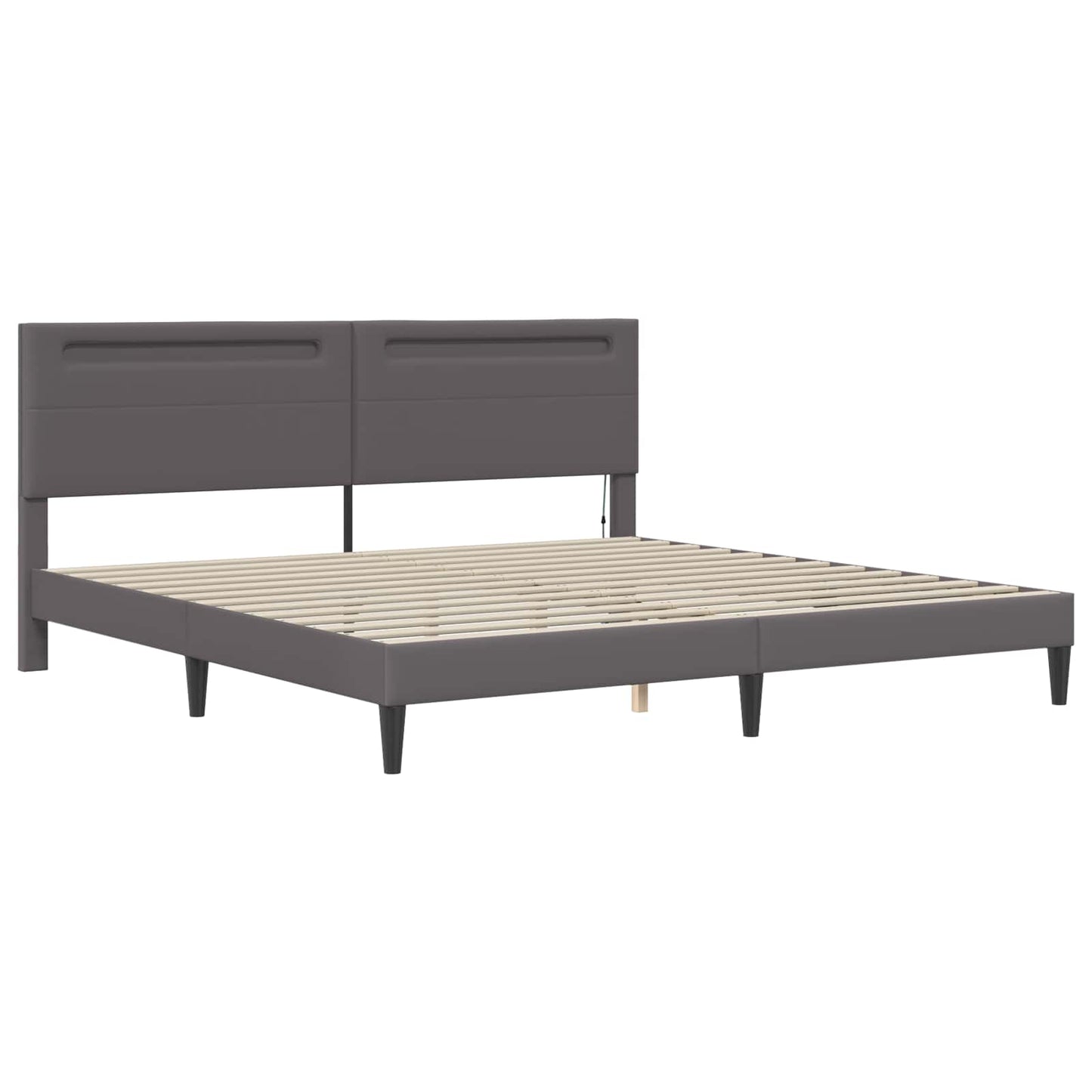 Bedframe met LED-stripverlichting Grijs 180 x 200 cm Kunstleer