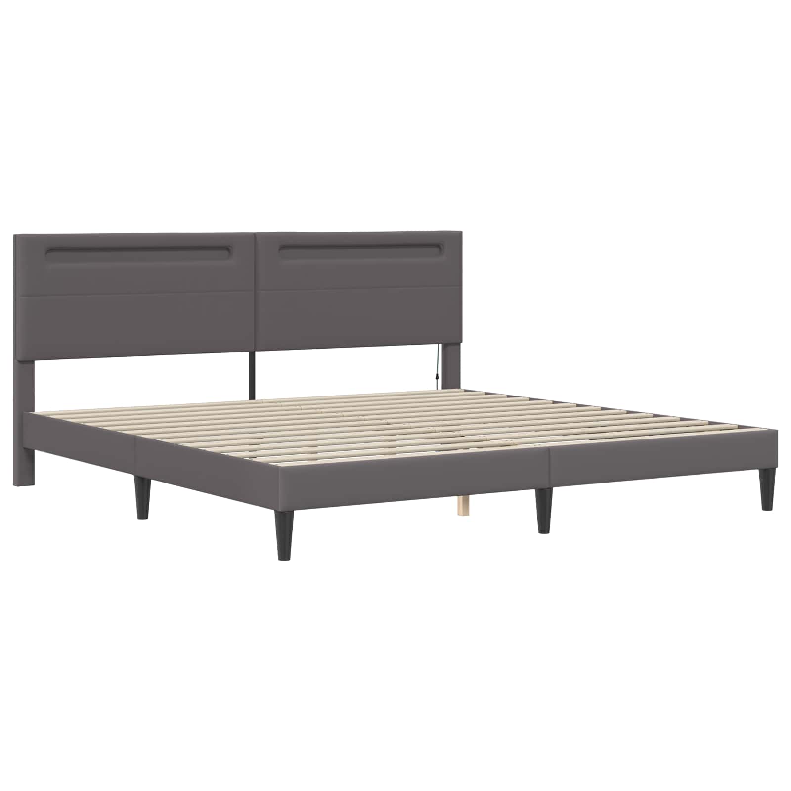 Bedframe met LED-stripverlichting Grijs 180 x 200 cm Kunstleer