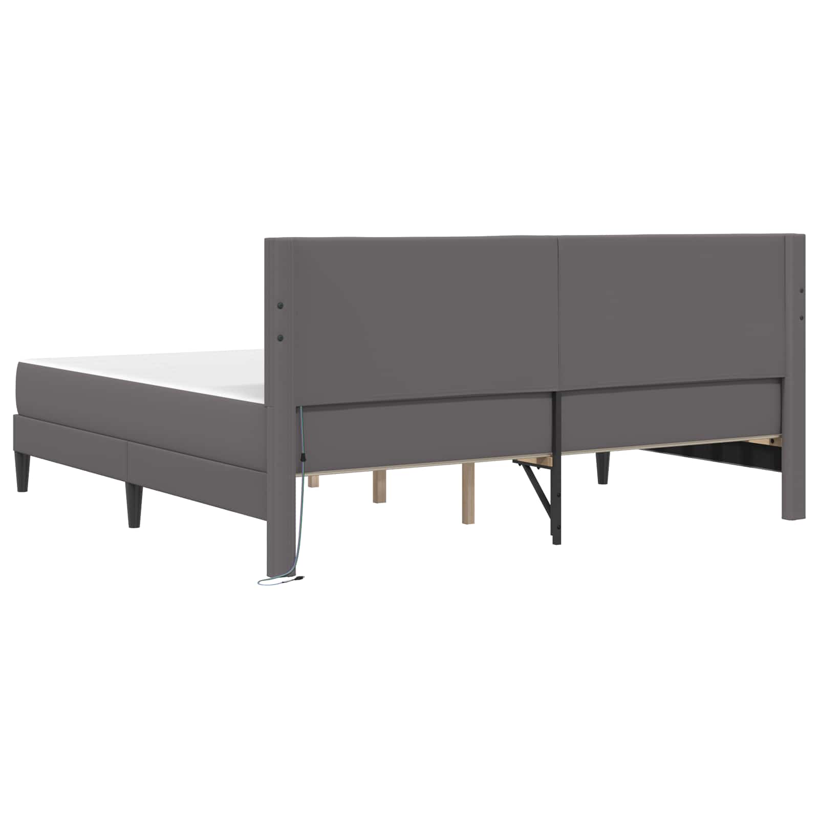 Bedframe met LED-stripverlichting Grijs 180 x 200 cm Kunstleer