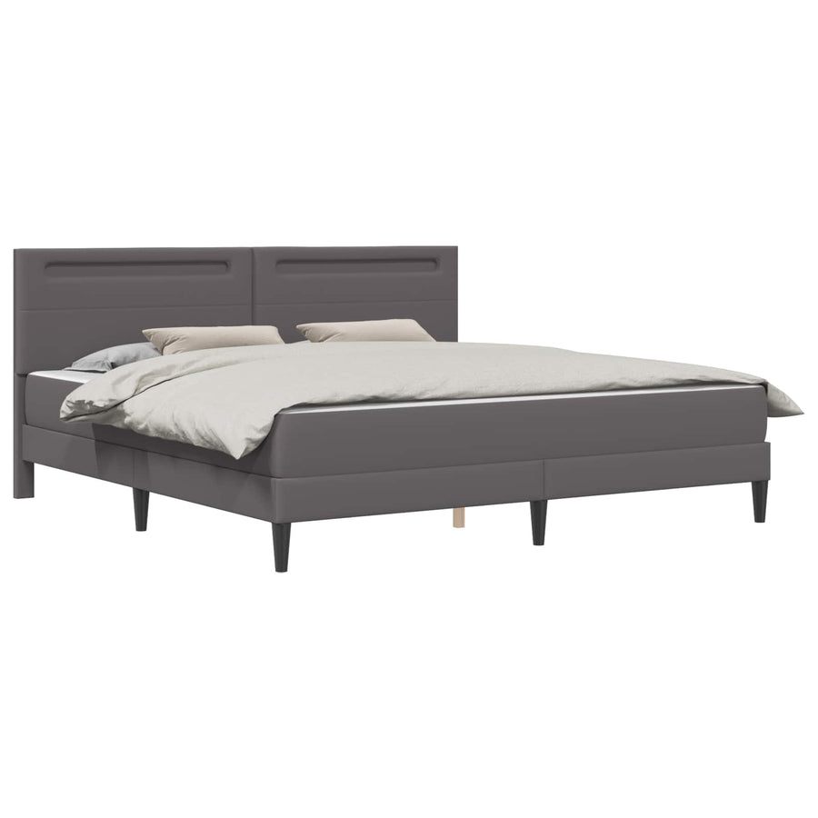 Bedframe met LED-stripverlichting Grijs 180 x 200 cm Kunstleer
