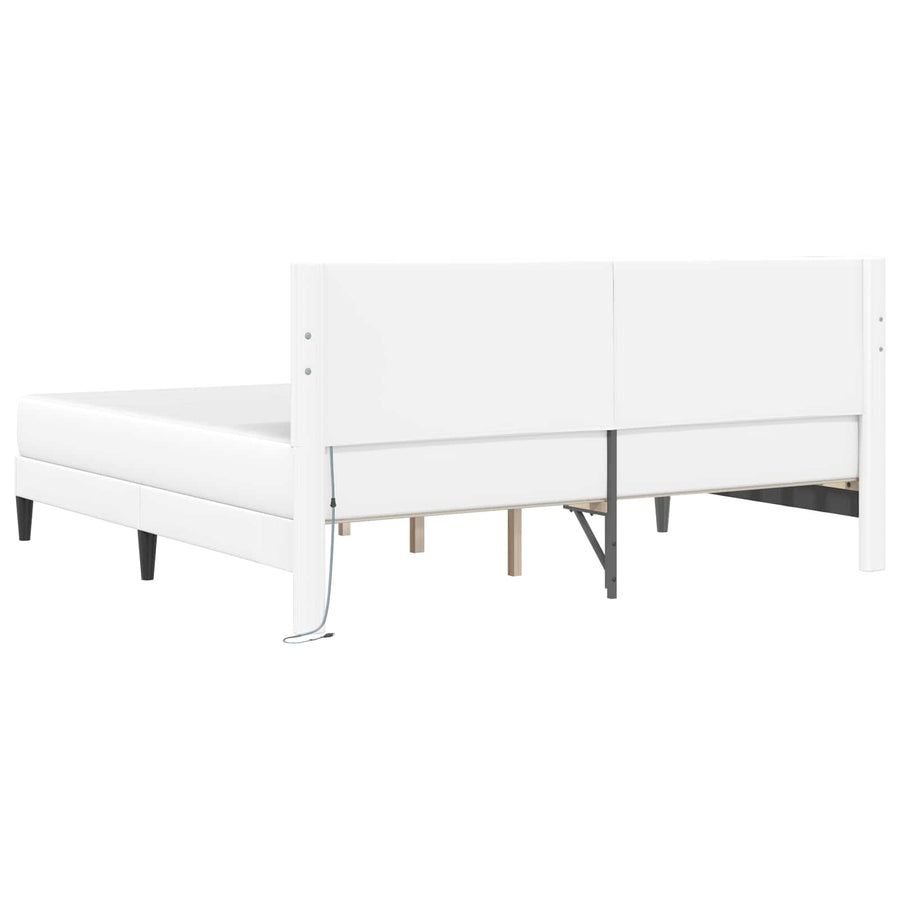 Bedframe met LED-stripverlichting Wit 180 x 200 cm Kunstleer
