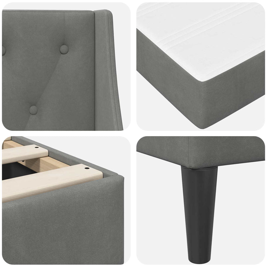 Bedframe met matras met matras Donkergrijs 137 x 190 cm Fluweel