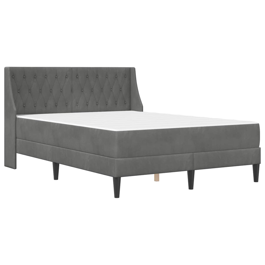 Bedframe met matras met matras Donkergrijs 137 x 190 cm Fluweel