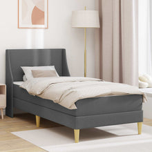 Bedframe met matras met hoofdeinde Donkergrijs 90 x 200 cm Stof