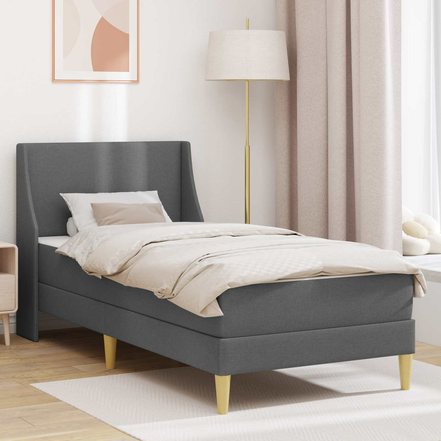 Bedframe met matras met hoofdeinde Donkergrijs 90 x 200 cm Stof
