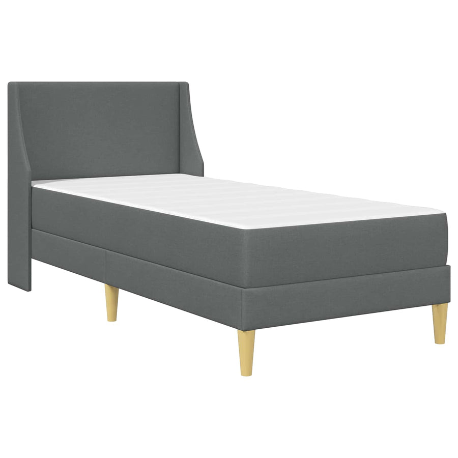 Bedframe met matras met hoofdeinde Donkergrijs 90 x 200 cm Stof