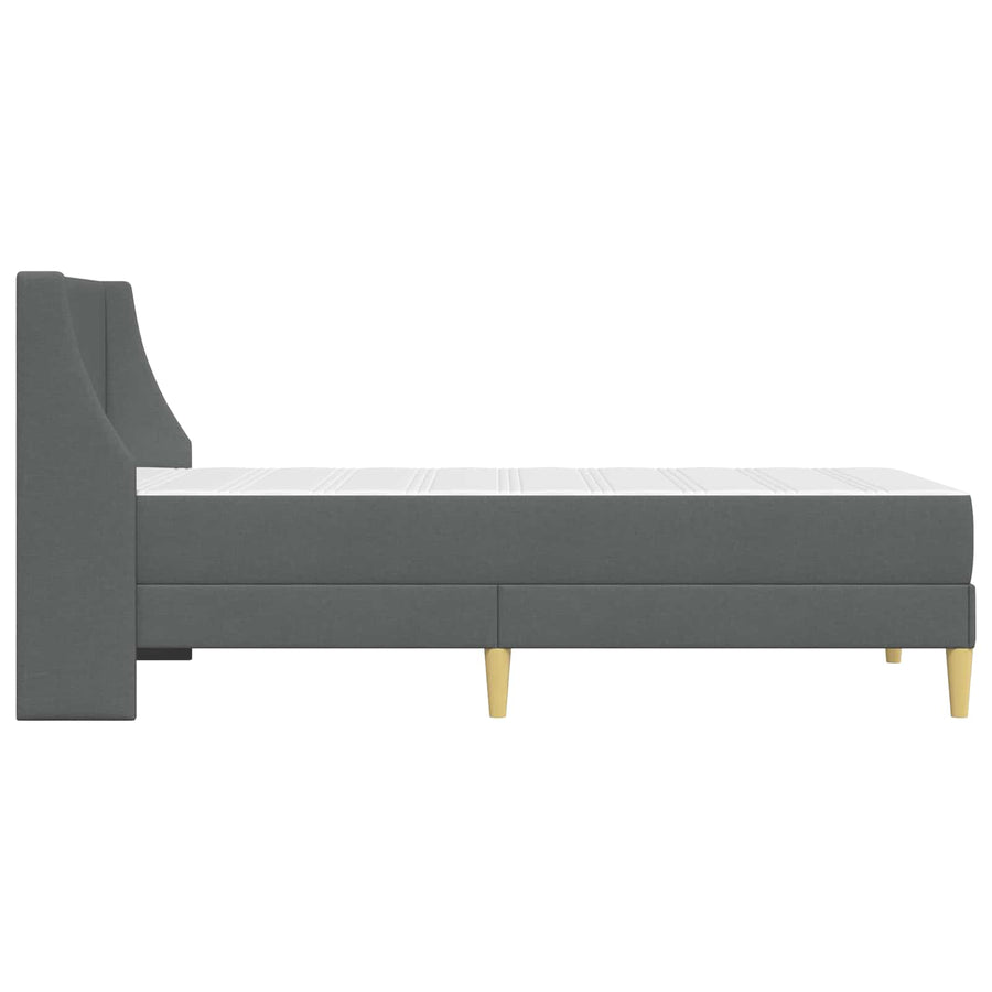 Bedframe met matras met hoofdeinde Donkergrijs 90 x 200 cm Stof