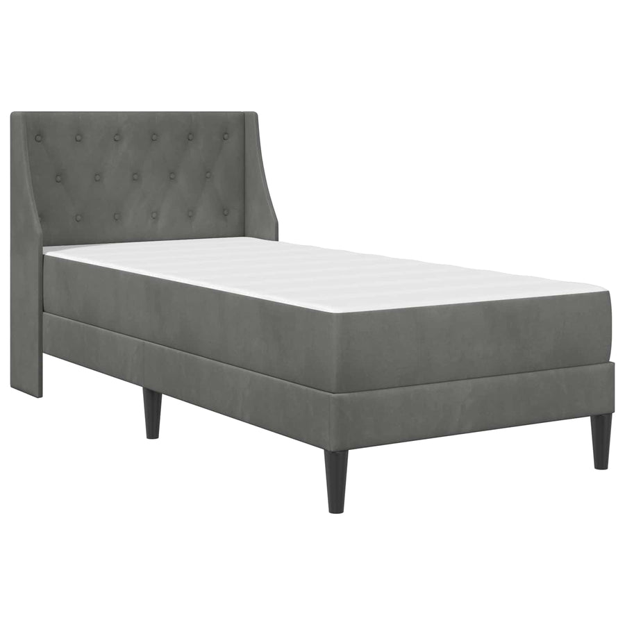 Bedframe met matras met matras 2 pcs Donkergrijs Fluweel