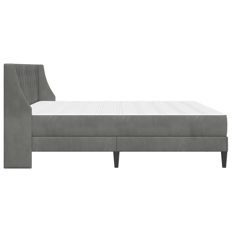 Bedframe met matras met matras 2 pcs Donkergrijs Fluweel