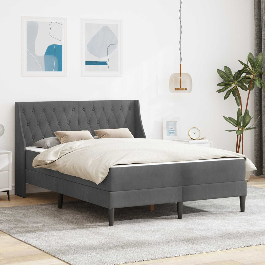 Bedframe met matras met matras Donkergrijs 137 x 190 cm Fluweel