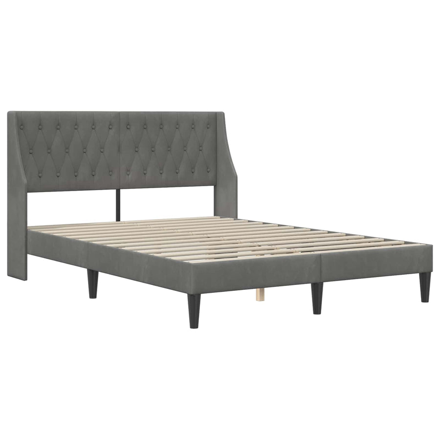 Bedframe met matras met matras Donkergrijs 137 x 190 cm Fluweel