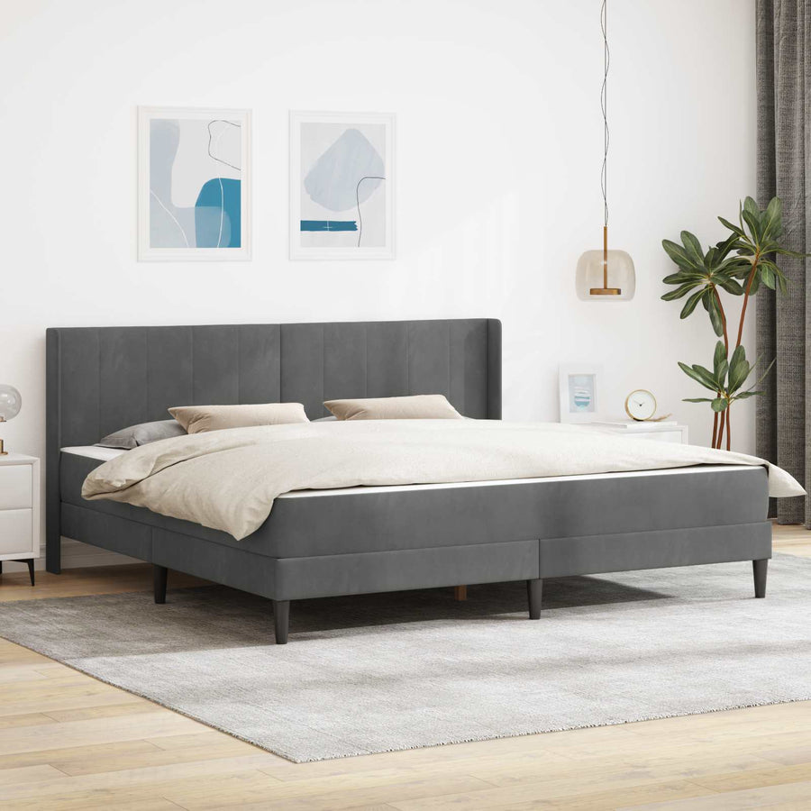 Bedframe met matras 2 pcs Donkergrijs 200 x 200 cm Fluweel