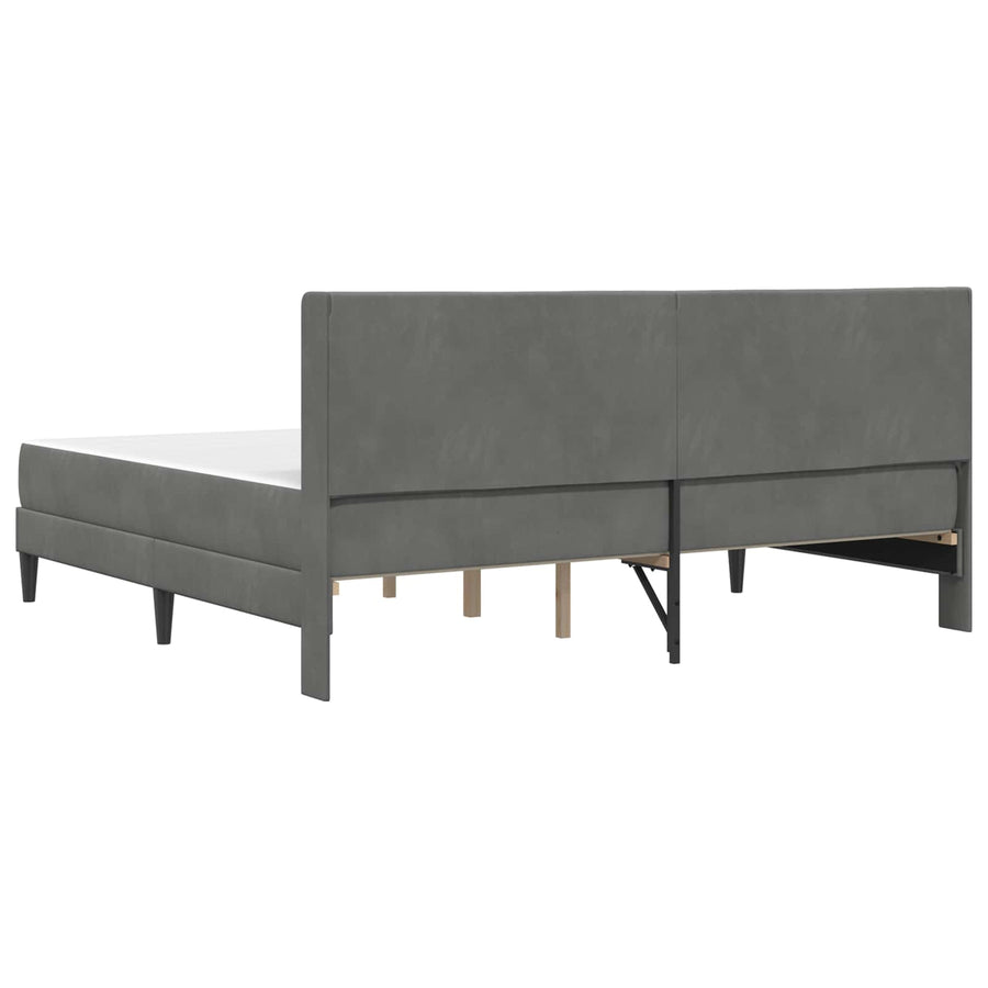 Bedframe met matras 2 pcs Donkergrijs 200 x 200 cm Fluweel