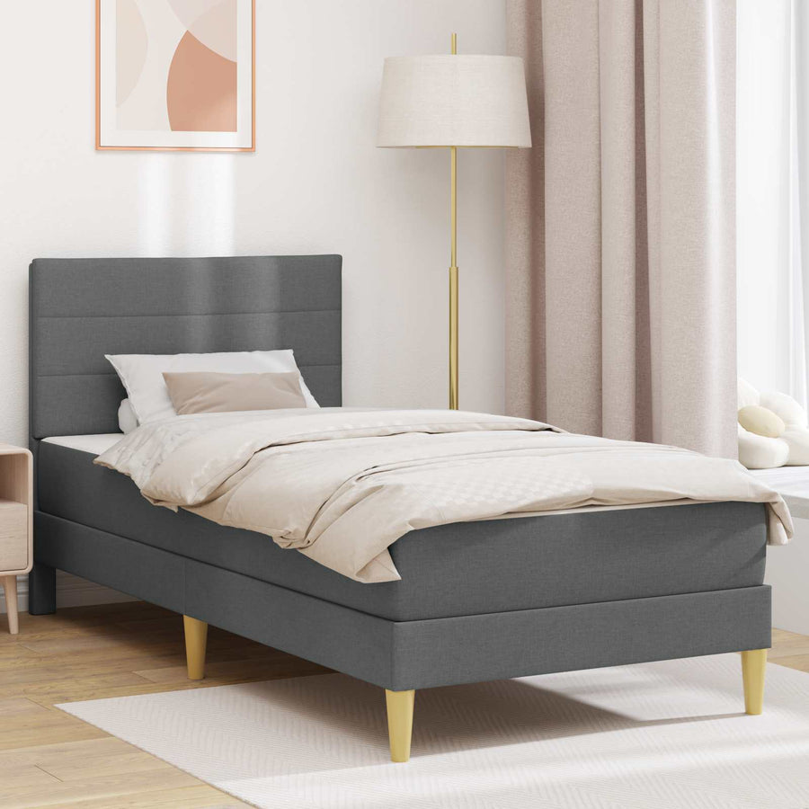 Bedframe met matras 2 pcs Donkergrijs 90 x 190 cm Stof