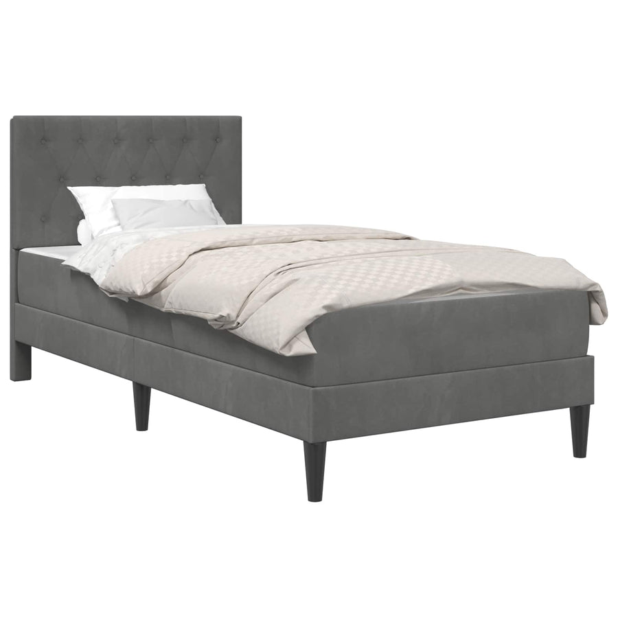 Bedframe met matras Donkergrijs 90 x 190 cm Fluweel